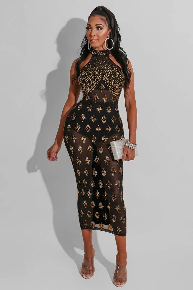 gold sheer mesh dress Cowl Neck Frill Hem Detail Mini Dress In Metallic Gold Sheer Mesh | EGO US